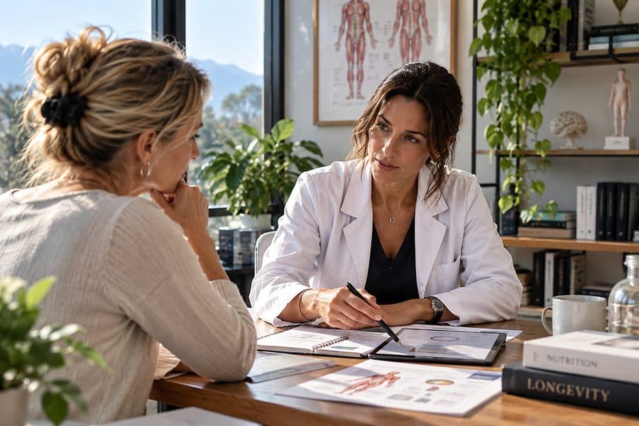 Professionnel de santé en entretien avec une personne accompagnée